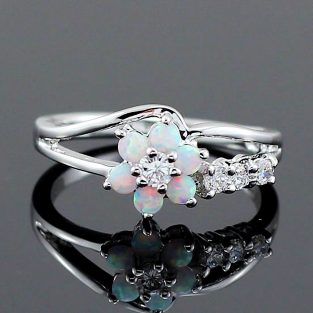 Floral bloom promise ring size 7